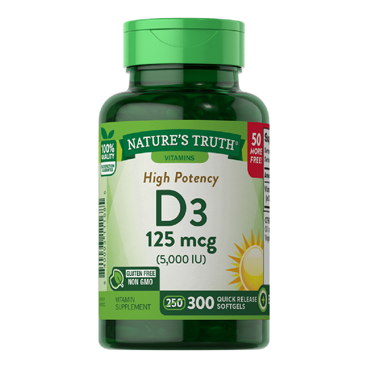 VITAMIN D3 125 mcg ( 5000 IU ) | 300 SOFT | NATURE'S TRUTH