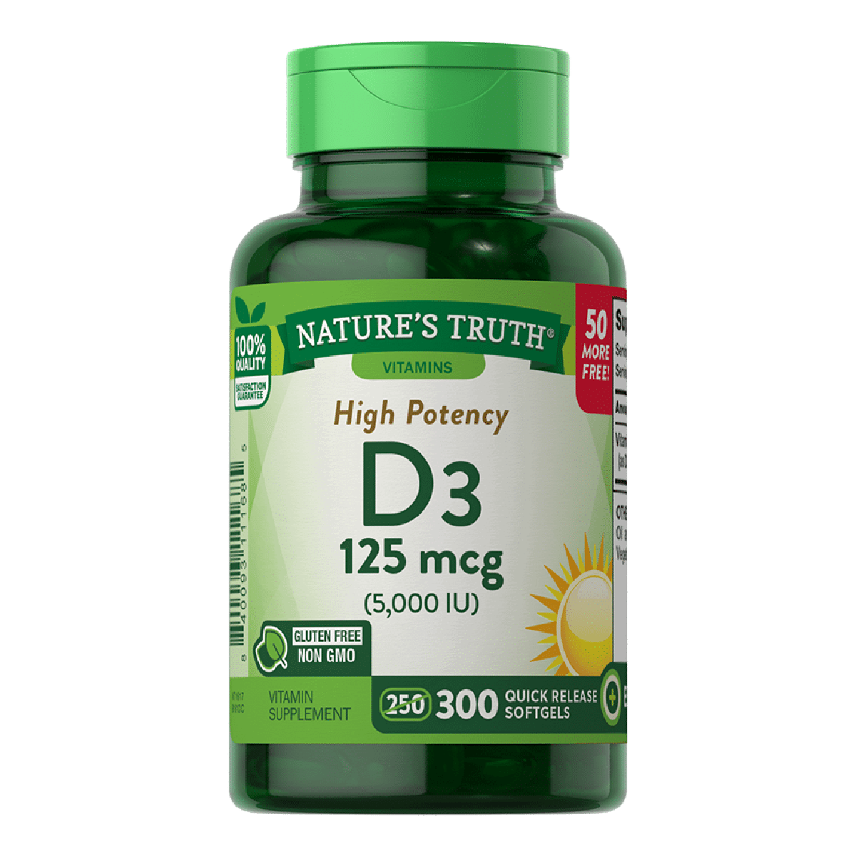 VITAMIN D3 125 mcg ( 5000 IU ) | 300 SOFT | NATURE'S TRUTH